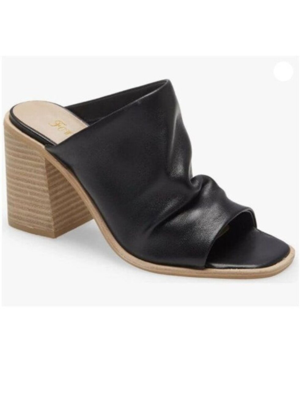 FOWT High Chunky Stacked Heels Pumps Open Square Toe Slouchy Mules Black